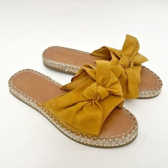 Universal Thread Mustard Bow Espadrille Slides Size 11 NWOB - Picture 1 of 6